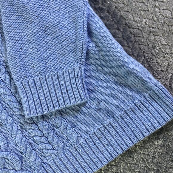 Croft And Barrow Women Sweater M Blue Heathered Nylon Blend Cable Knit Pullover - Picture 4 of 10